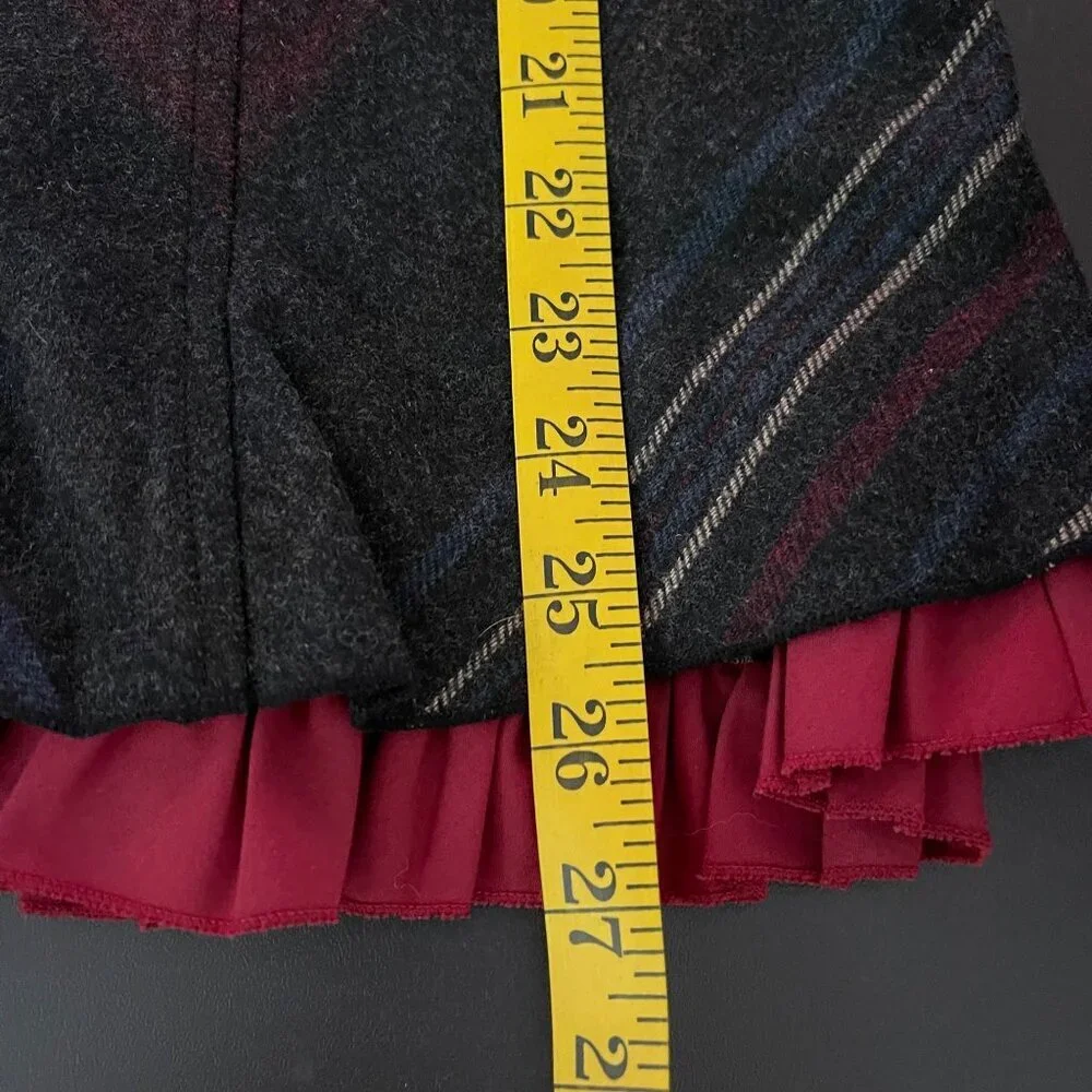 Field Manor Skirt Size 12 Wool Chevron Plaid Ruffle Hem Academia Cottagecore